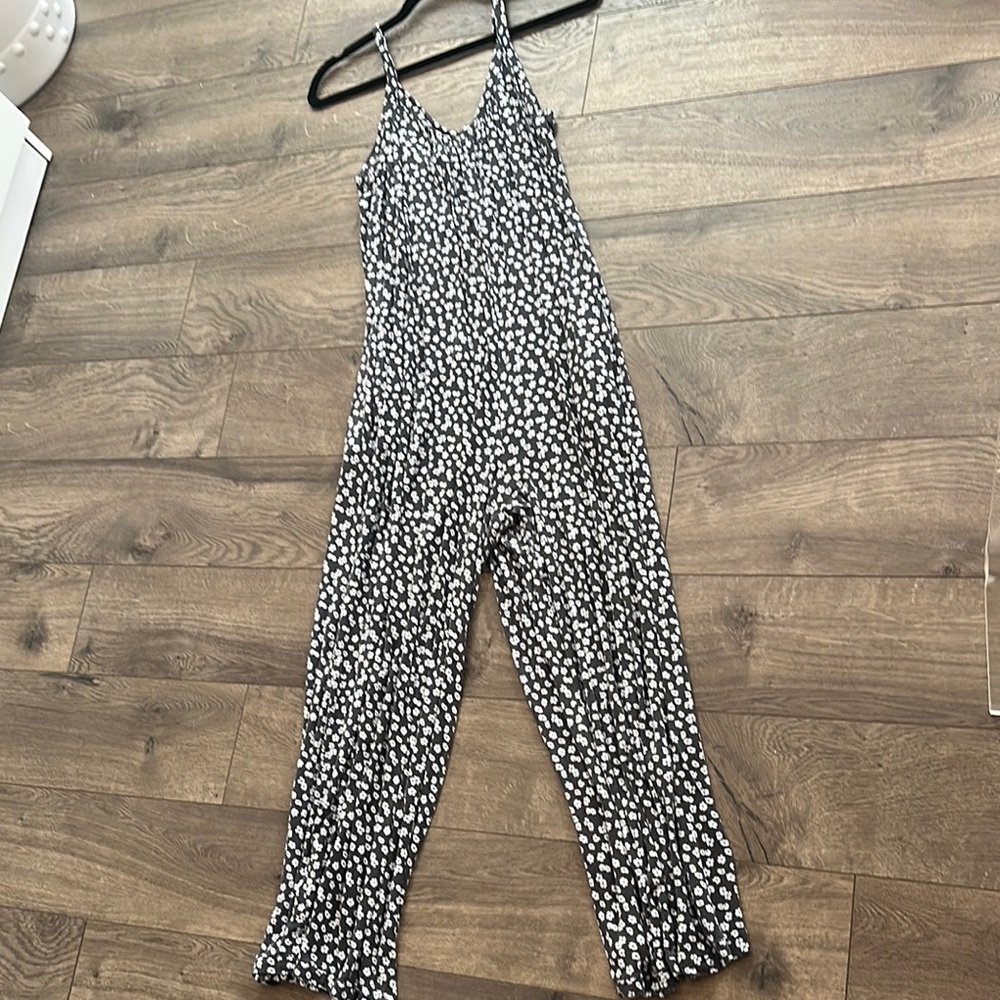 Z Supply Blue and White Jumpsuit with Spaghetti Straps